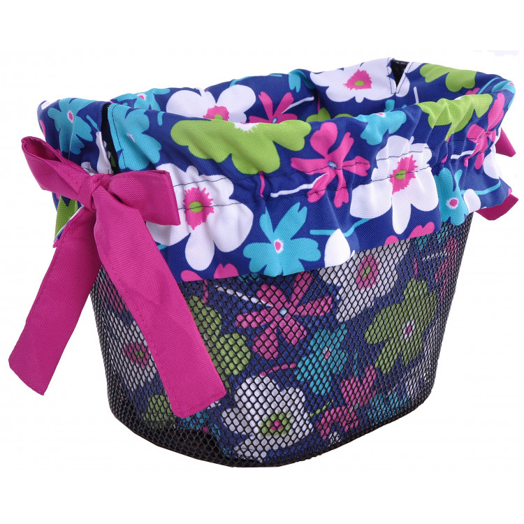 Vložka do košíka modrá s farebnými kvietkami